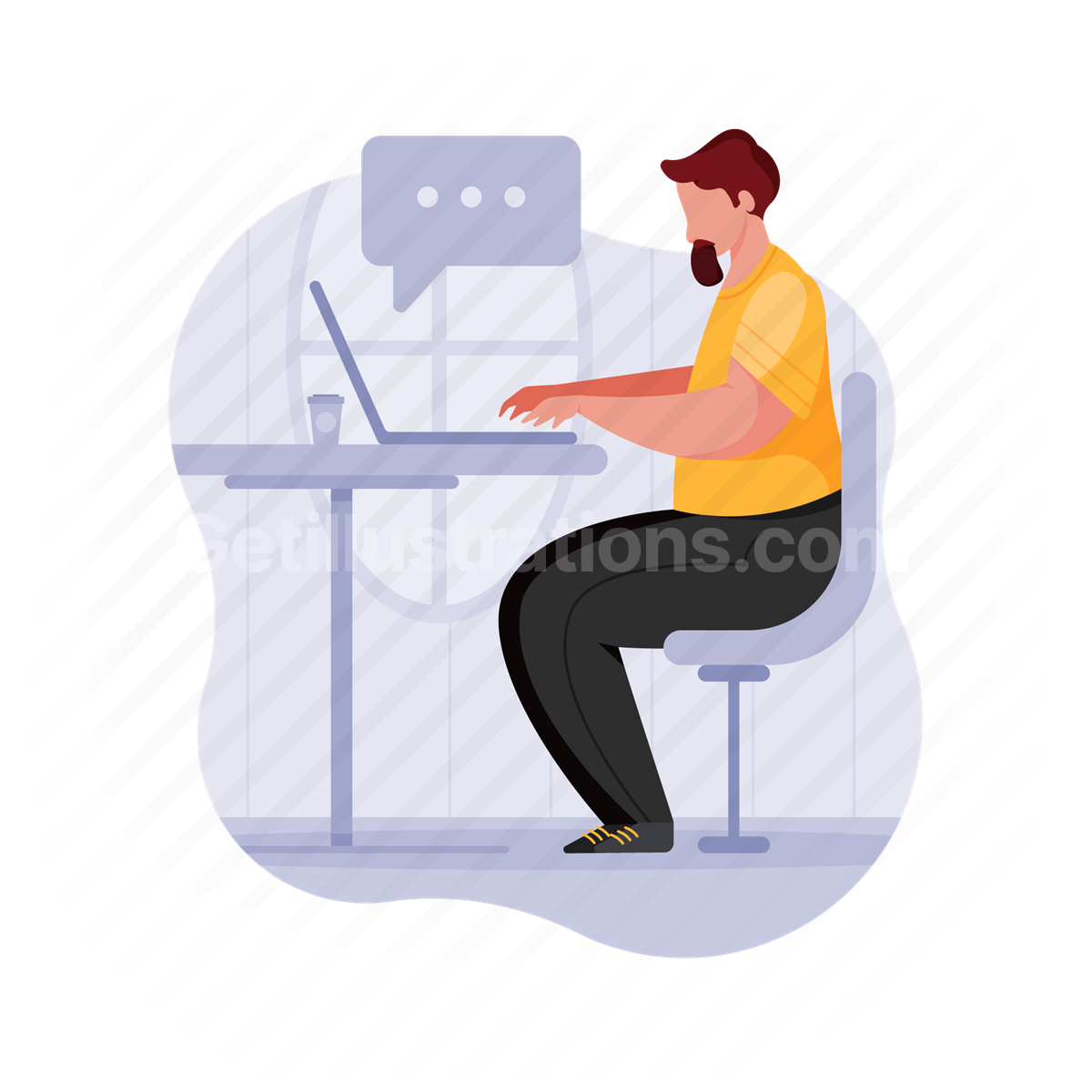 man, chat, online, computer, laptop